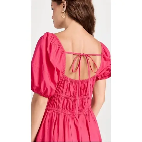 Ulla Johnson Palma Midi Dress Hot Pink Orchid Puff Shoulder Size 0 Cotton Poplin