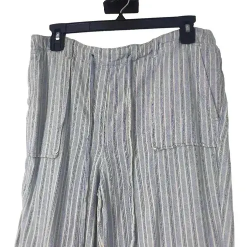 Alexander Jordan Women’s Large Linen Blend Striped Drawstring Beach Pants White