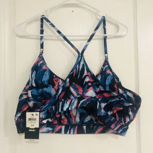 Ideology Women's Low-Impact Sports Bra Painterly Black Tie Dye Plus Size 2X NWT