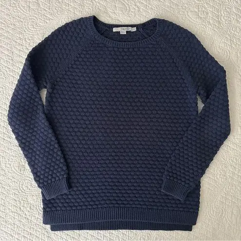 Boden Navy Cotton Honeycomb Stitch Jumper Textured Women's Sweater Size 2 Blue