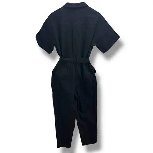 NWT New York & Company Black Silver Short Sleeve Twill Utility Jumpsuit