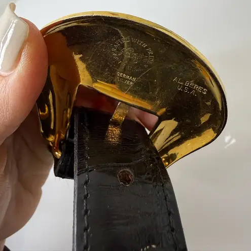 Vintage Chacon Black Alligator Belt Al Beres German Silver Buckle Size 36