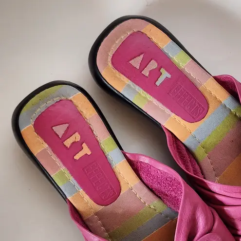 Vintage Art Effects 90s Pink Leather Knotted Slide Sandals Size 7