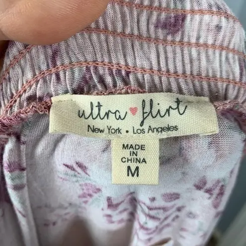 Ultra Flirt NEW Coral Floral Off Shoulder Peasant Sleeve Blouse Top Size M