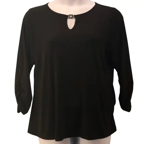 Susan Graver Womans Top Size L Keyhole Capsule Timeless Liquid Knit Stretchy