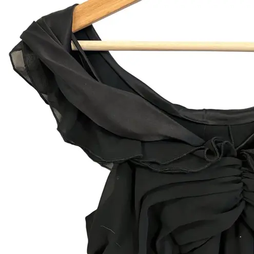 JS Collections Black Ruffle Halter Maxi Dress Sz 4 Cocktail Whimsigoth Prom