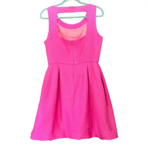 Jane Summers Pink Textured Silk And Cotton Pleated Short Dress Size 14