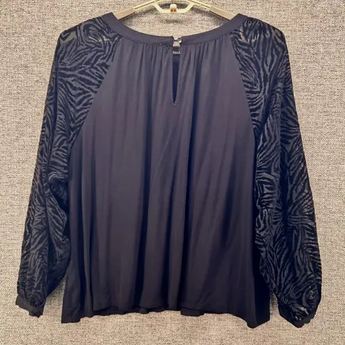 Velvet Burnout Blouse 2X Witchy Sheer Accent Dark Boho Unique Black