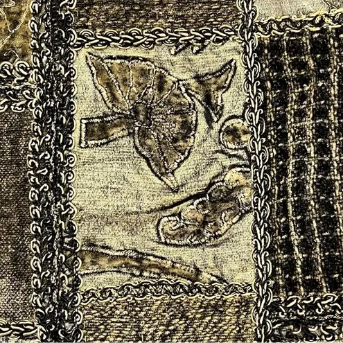 Flashback Velour Patchwork Blazer Jacket Size Small Brown