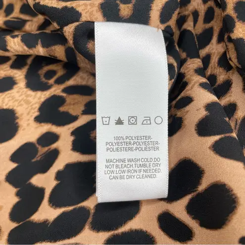 Dress the Population Dahlia Leopard Print Long Sleeve Shift Dress XS NWT