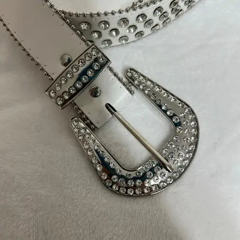 BKE Western White Glitz Rhinestone Belt XL NEW