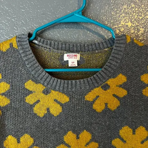 Mossimo Gray & Yellow Floral Pullover Crewneck Knit SWEATER Women's sz XS EUC