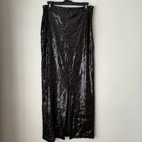 LNA Clothing Elettra Black Sequin Column Maxi Skirt M