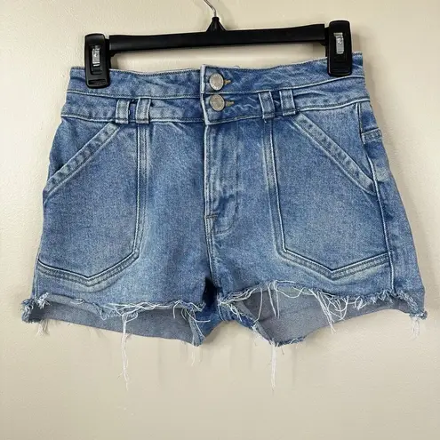 Frame  Shorts Womens 26 Double-Button Denim Jean Caye Wash Raw Hem