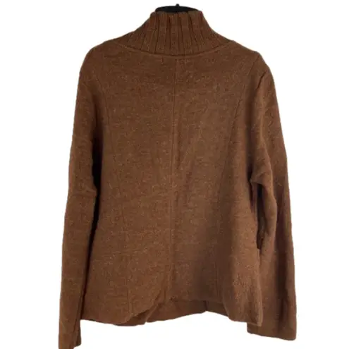 Pura Vida Brown Boiled Wool Sweater Wrap Front Diagonal Button Front Y2K Grunge Size L