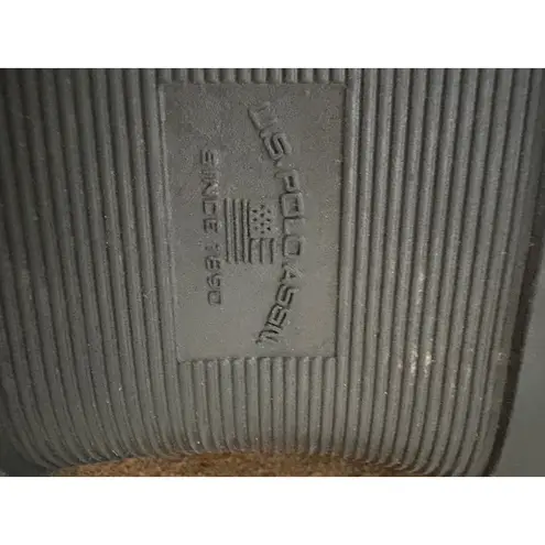 US Polo Assn Womens Boots 10 Brown Faux Suede Fur Trim PomPom Accents