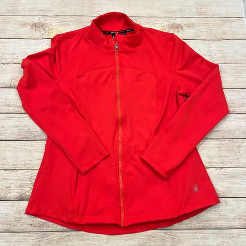 Spyder Active Women Red Zip Up Jacket Athletic Thumbholes Size L Size L