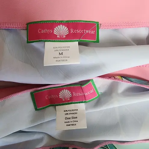 Cathy's Resortwear Tropical Tulip Skirt & 7 Way Scarf Set (M) Pink Size M