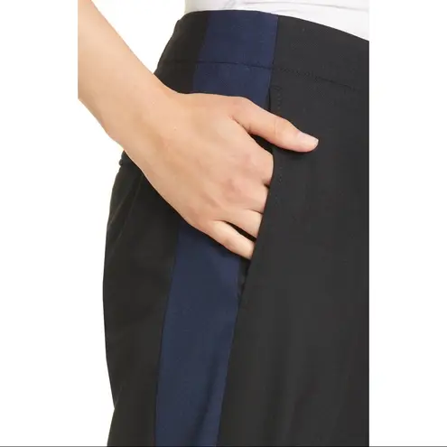 Club Monaco Wool Tuxedo Stripe Pants Black Base Cropped Ankle Size 4 NWT $179