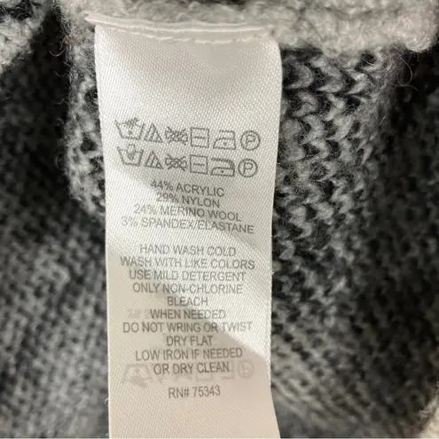 Christian Siriano | Gray Mock Neck Geometric Merino Wool Blend Sweater XS