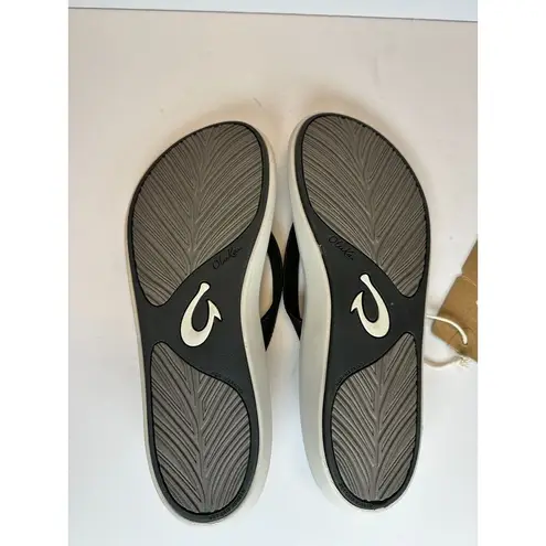 Olukai Women’s Ho‘ōpio Size 8 Black Beach Flip Flop Sandals NWOB