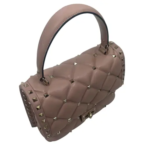 Valentino Garavani Candystud Medium Top Handle Leather Bag Rockstud Pink