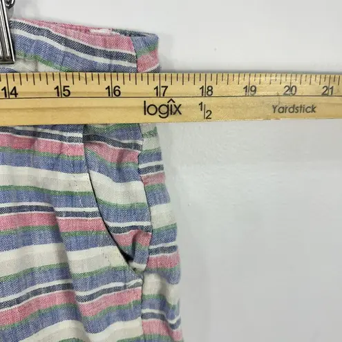 St. Tropez West Shorts Womens 12 Multicolor Striped Linen Costal Resort Vacation