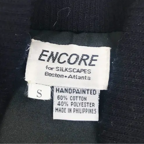 VINTAGE Hand Painted Bomber Jacket Tennis Wearable Art Artsy 80sā 90s Size Small Green