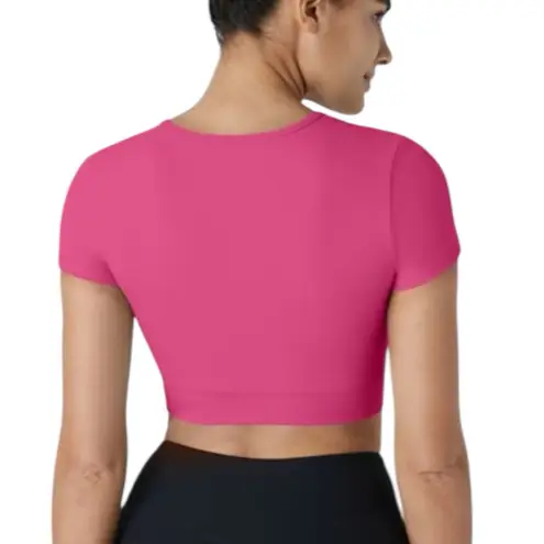 Halara NWT Softlyzero Plush Crossover Hem Cropped Pink Short Sleeve Shirt Medium