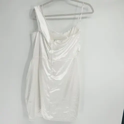 Lulus Womens Celebration Of Love White Satin One Shoulder Bodycon Mini Dress XL