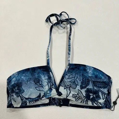 The Bikini Lab NWT  Blue Floral Halter Bikini Top - Size Small