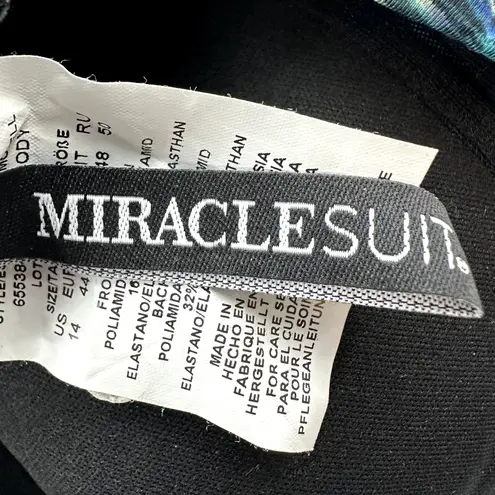 MiracleSuit Alhambra Wrapsody Tummy Control One-Piece Swimsuit Plunging Blue 14