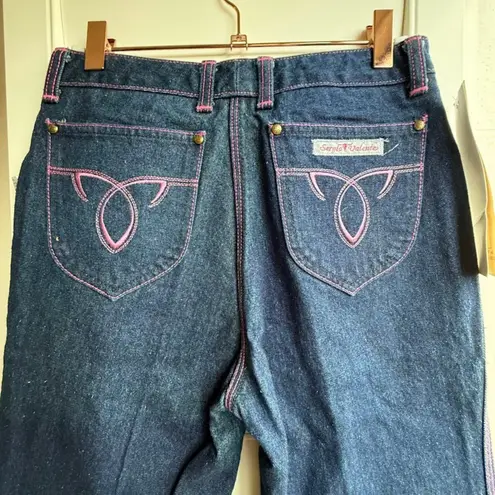 VTG 1970s Sergio Valente Pink Topstich Straight Leg Blue Jeans 27" NWT deadstock
