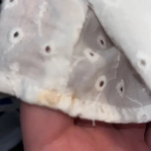 Women’s Live to be Spoiled white eyelet mini dress cut out and flutter sleeves Size L