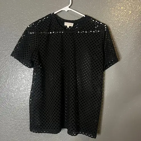 Women’s Black Mesh See Through Short Sleeve Top Urban Girl Size L Size L