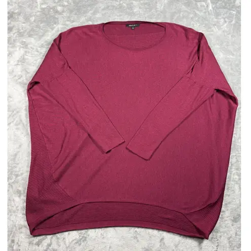 Lafayette 148 New York Burgundy Ribbed Knit Dolman Sleeve Top Pullover Small