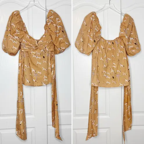 Johanna Ortiz Latin Gaucho Organic Cotton Top Size 0 NWOT Tan