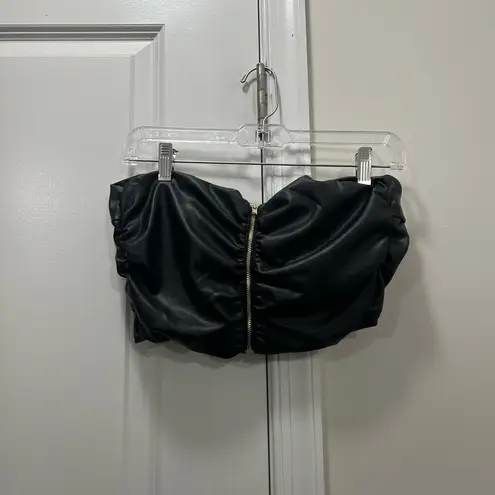 Amur Black Amari Faux Leather Crop Top Size 2 US $298
