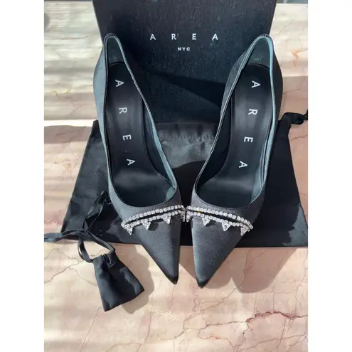 AREA Pointed Toe Pumps in Nero 40 New with Box Womens Crystal High Heels Formal Black Size 9
