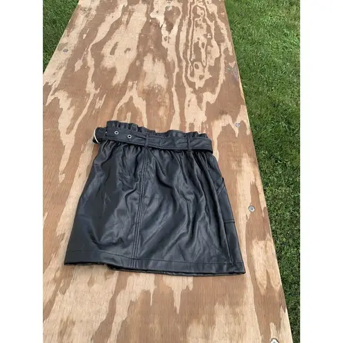 Haute Monde S Faux Leather Belted Mini Skirt in Black Small Biker Goth Summer