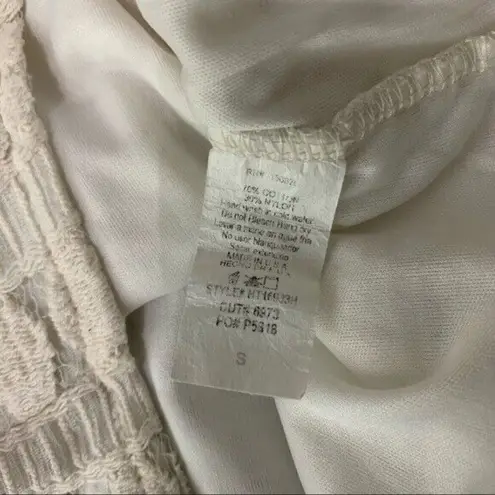 Hummingbird  Boho Crochet Bell Sleeve Button Front Tie Hem Top Small White - Image 7