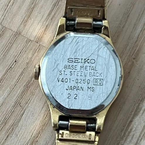 Seiko Vintage Ladies Watch Black Dial Gold-Tone Case, Hands Bracelet New Battery