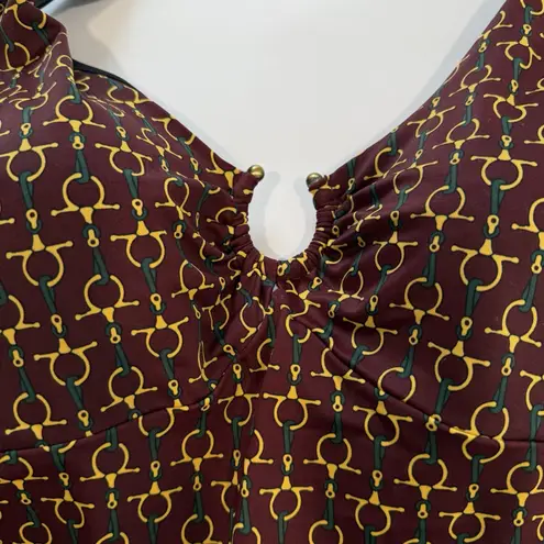 Lands End Geometric Halter Soft Cup One Piece Swimsuit Size 14