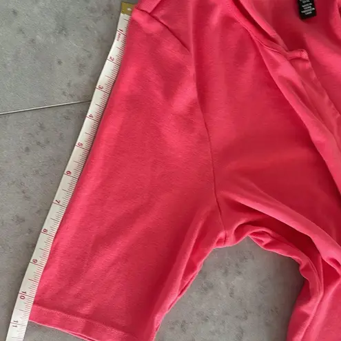 Ellen Tracy women’s bright pink V neck gold tone zipper elbow length sleeves XL