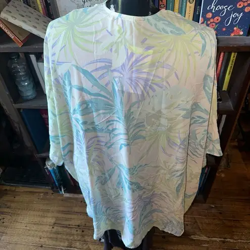 Adrienne tropical adventure semi sheer kimono coverup