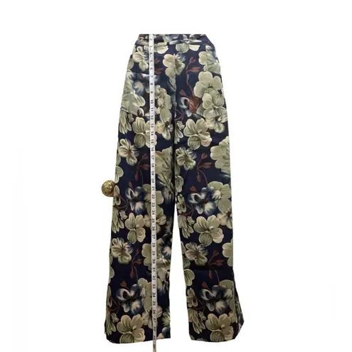 Floral Corduroy Dressy Pants Pockets White