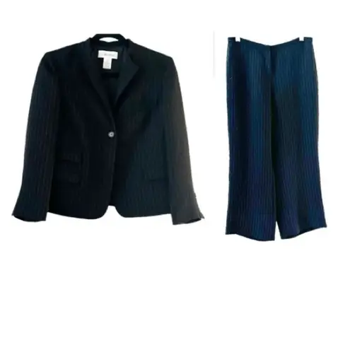 Calvin Klein  Black Pinstripe Suit Blazer Size 4 Pants Size 8