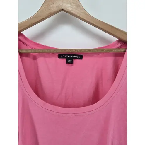 Boston Proper Womens Top XL Pink Floral Embroidered Puff Sleeve Scoop Neck