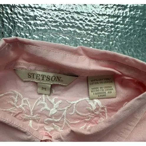 Stetson Pink Long Sleeve Floral Embroidery Button-up Shirt Medium, Equestrian - Image 8