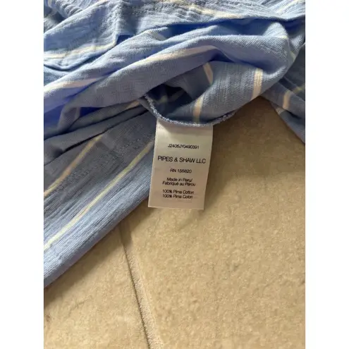 Veronica Beard Mason Baseball Tee Womens Large Blue White Stripe Preppy Luxury